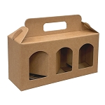 3 Window Jar Carrier Box - Kraft - Medium 
